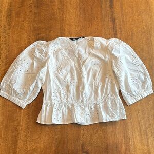 Zara eyelet puff sleeve top